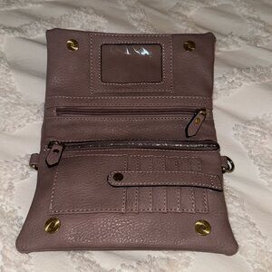 Joy Susan Tan Vegan Leather Crossbody Clutch NWOT